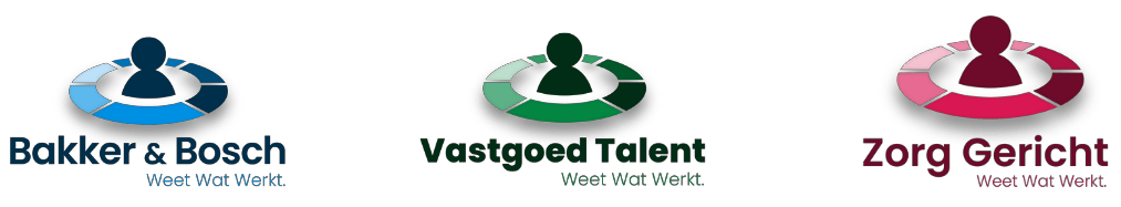 Logo's Bakker & Bosch,
Vastgoed Talent en Zorg Gericht